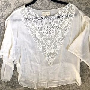 Cream Blouse with Lace Embroidery